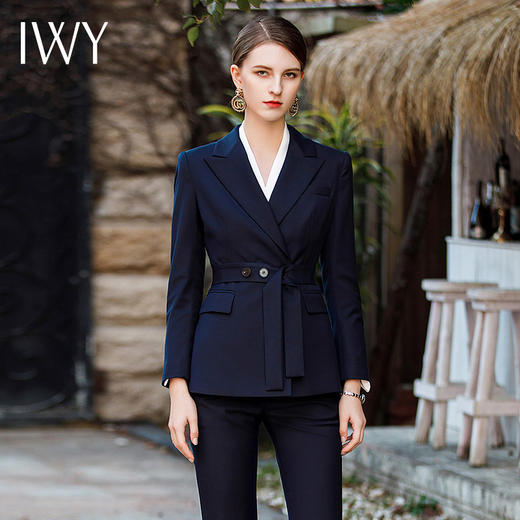 IWY/高级感时尚简约藏青色职业套裤新款女秋季通勤西服外套CP1781 商品图2