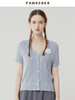 Famecoco范可儿钩织风针织上衣女夏季天丝短袖薄款打底衫FAB3DA002 商品缩略图1