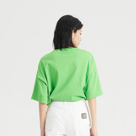 谜底大廓形圆领T恤短袖女2023夏季新款绣花宽松套头上衣236MT7106 商品图2