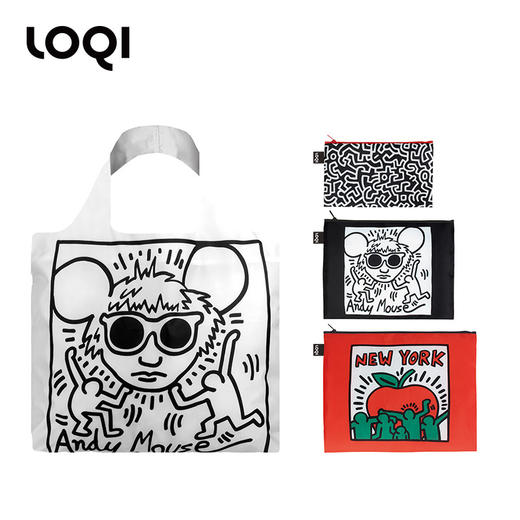 德国LOQ x 凯斯哈林 时尚环保万用袋&收纳套装 折叠大容量单肩手提购物袋承重40斤防泼水 商品图0