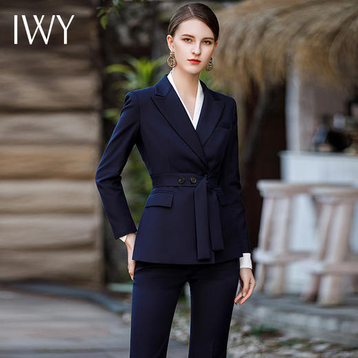 IWY/高级感时尚简约藏青色职业套裤新款女秋季通勤西服外套CP1781 商品图3