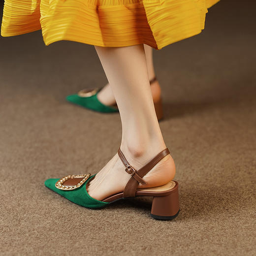 夏季新款，配裙子巨美复古配色包头凉鞋LCC-C8978 商品图4