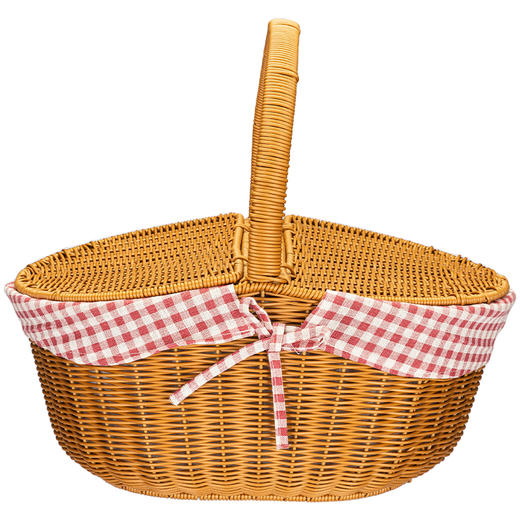 摩登主妇藤编收纳筐户外可折叠大容量手提编织购物篮水果野餐篮子 商品图3