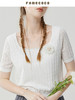 Famecoco范可儿短款低领针织衫女夏季新款短袖方领镂空上衣FAB3DB004 商品缩略图4