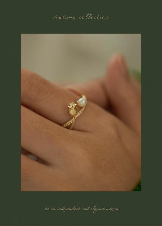 Oflye潮流饰品 时尚花蕾珍珠设计感戒指新款小众感食指戒 商品图4