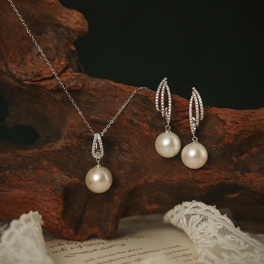 Manreya玛芮雅“白羽之梦” 爱迪生珍珠耳环+项链饰品套装小众原创轻奢 商品图6