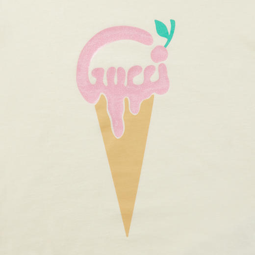 GUCCI 古驰 女童象牙白棉质GGlogo圆领短袖T恤 718008XJE39 商品图4