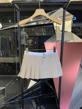 假两件低腰百褶裙