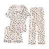 「三件套！简约丝滑材质」2023年夏季新款大码波点三件套 短袖长裤睡衣女家居服上衣裤子 商品缩略图4