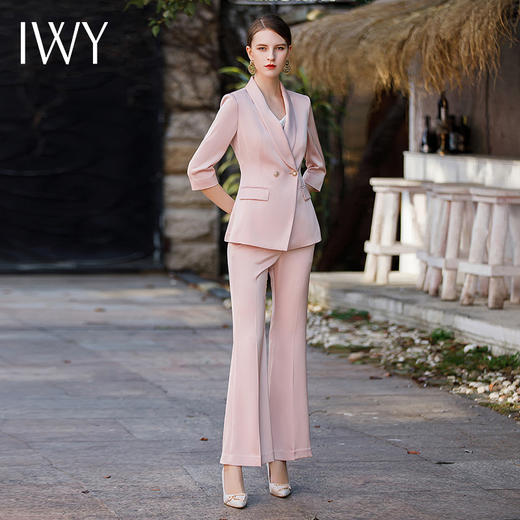 IWY/夏季七分袖西装套装两件套粉色减龄美容院前台干练工作服CP1766 商品图2
