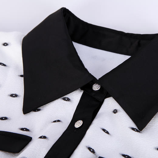 RF8E2斯尔丽瑟俪2023夏季新款小清新印花撞色经典衬衫领收腰连衣裙 商品图4