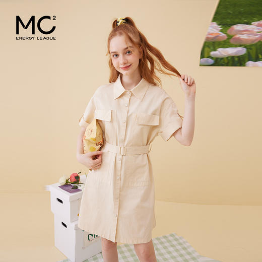 女装翻领大口袋设计配腰带连衣裙-97018Q3221015 商品图2