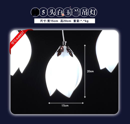 5头白玉兰吊灯 商品图0