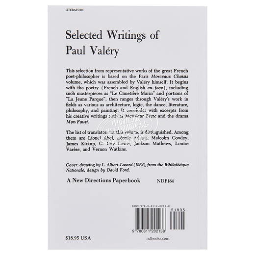 【中商原版】保尔 瓦雷里文选 诺贝尔文学奖 英文原版 Selected Writings of Paul Valery Paul Valery 商品图1