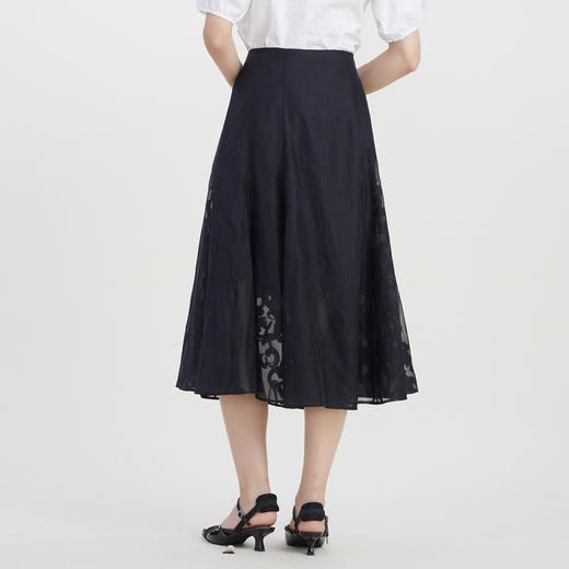 谜底2023夏新款法式优雅半身裙复古提花高腰中长款伞裙232MB0622 商品图2