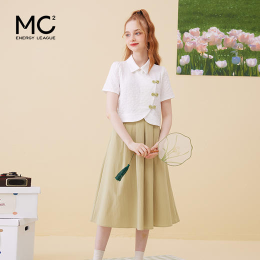 女装国风短袖小衫+中长半身裙套装-167S3221333 商品图2