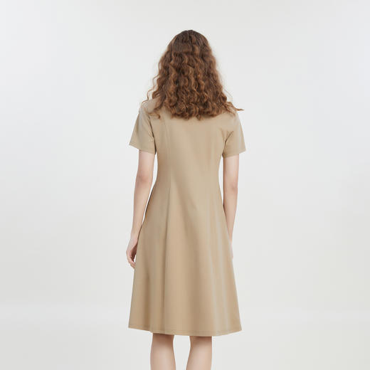 谜底2023夏新款圆领印花短袖连衣裙文艺修身中长裙伞裙232ML0532 商品图2