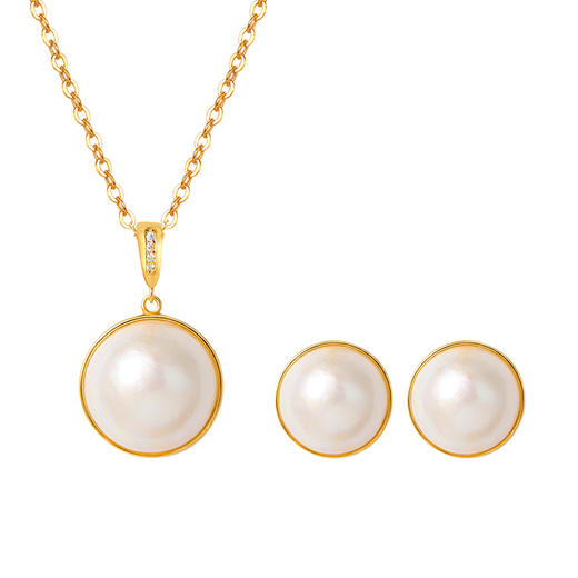 Manreya玛芮雅女王时代马贝珍珠项链+耳环饰品套装小众原创轻奢 商品图11