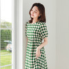 火桐hooton斜纹绸法式棋盘格连衣裙YT2050 商品缩略图7
