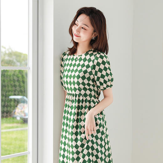 火桐hooton斜纹绸法式棋盘格连衣裙YT2050 商品图7