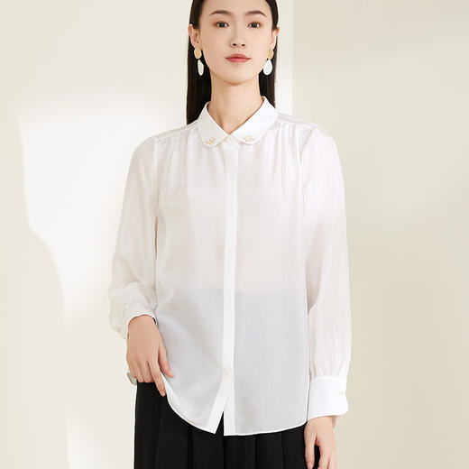 【敦煌联名】玳莎真丝新中式印花衬衫女春夏新款圆角领设计感桑蚕丝上衣   CA31316 商品图0