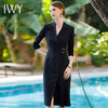 IWY/黑色修身显瘦连衣裙女夏季2023年新款个性小开叉设计西装领裙Q772-b 商品缩略图4