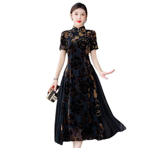 AHMlf9755奥黛旗袍黑色日常2023新款时尚气质优雅改良连衣裙年轻妈妈夏季 商品图4