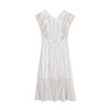 谜底2023夏新款时尚气质条纹连衣裙复古文艺波浪边长裙232ML0595 商品缩略图4