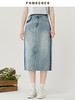 Famecoco范可儿纯棉牛仔裙半身裙女夏季后开叉休闲直筒裙FAB3HB002 商品缩略图2