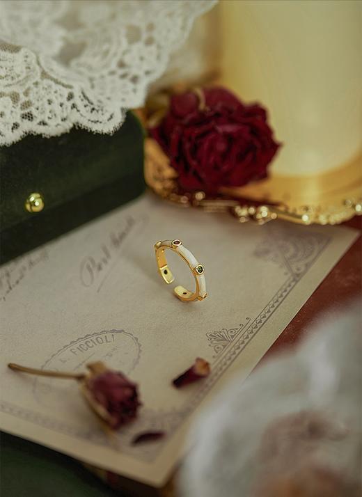 Oflye潮流饰品 彩色锆石包镶个性滴油复古戒指女彩虹粉钻小众感素圈开口戒指 商品图1