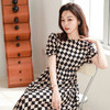 火桐hooton斜纹绸法式棋盘格连衣裙YT2050 商品缩略图0