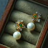 龢盒原创 18k牡丹花翡翠珍珠两用款耳坠 耳环 商品缩略图1