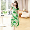 简约时尚，夏上新拼接抽褶v领洋气高腰显瘦A字裙印花连衣裙HR-WW23289 商品缩略图0
