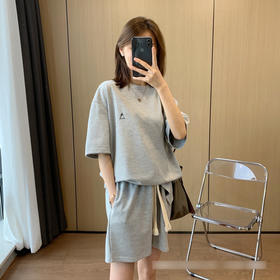 【夏季运动套装】千吉娜Chigina 刺绣运动套装 短袖+短裤 显瘦百搭 宽松版型 舒适时尚