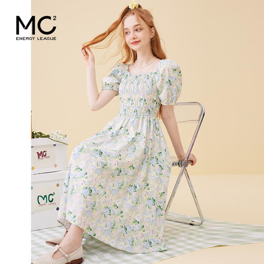 女装方领短袖棉布碎花连衣裙Q3222316 商品图2