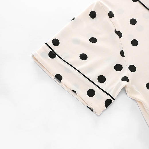 「三件套！简约丝滑材质」2023年夏季新款大码波点三件套 短袖长裤睡衣女家居服上衣裤子 商品图2