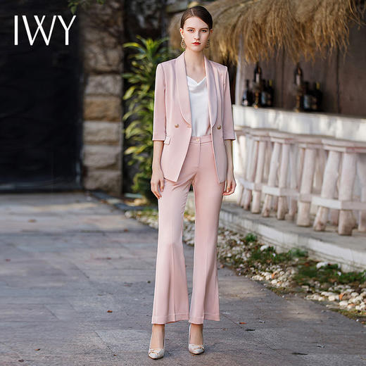 IWY/夏季七分袖西装套装两件套粉色减龄美容院前台干练工作服CP1766 商品图4