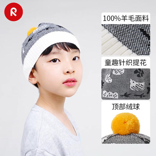 reima男女儿童大童帽子秋季新款保暖羊毛可爱印花休闲针织帽 商品图1