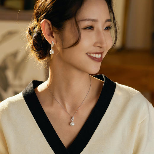 Manreya玛芮雅“白羽之梦” 爱迪生珍珠耳环+项链饰品套装小众原创轻奢 商品图2