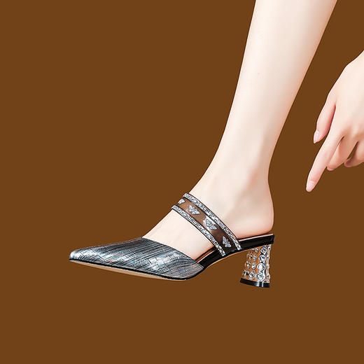 夏季新款，女夏外穿时尚高跟真皮凉拖鞋包头半拖鞋PLGZ-B1937 商品图6