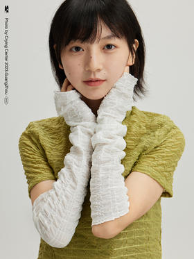 CryingCenter白色泡泡皱袖套腿套造型芭蕾腿套手套哭喊中心