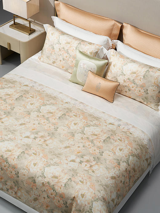 whinny/惠谊 新中式清新莱赛尔纤维滑爽天丝™印花四件套 绮境花园 商品图0