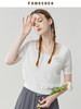 Famecoco范可儿短款低领针织衫女夏季新款短袖方领镂空上衣FAB3DB004 商品缩略图1
