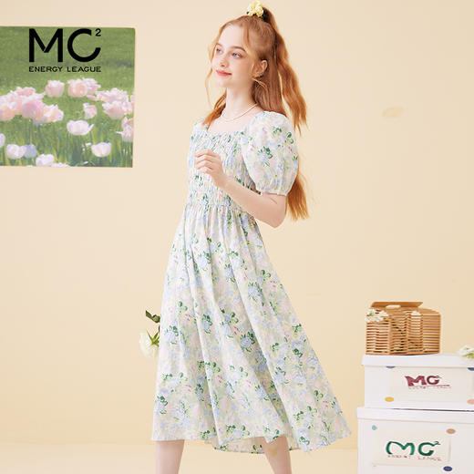 女装方领短袖棉布碎花连衣裙Q3222316 商品图0