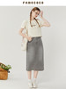 Famecoco范可儿纯棉牛仔裙半身裙女夏季后开叉休闲直筒裙FAB3HB002 商品缩略图0
