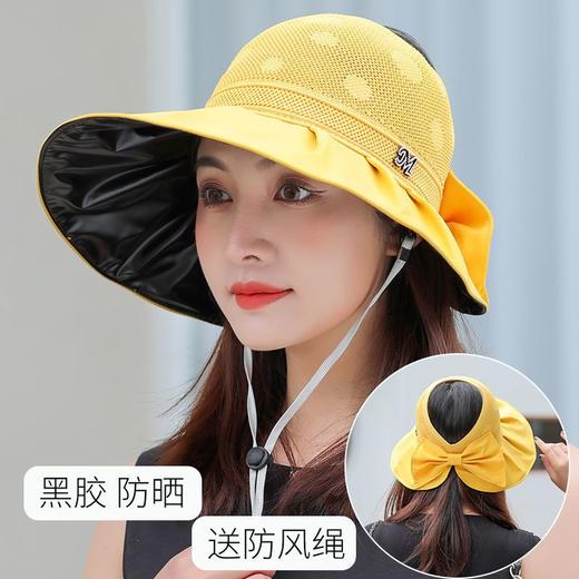 DD-黑胶帽大帽檐透气马尾遮阳帽女夏季空顶可折叠太阳帽 商品图1