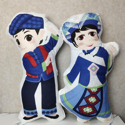 五峰楚陵溪文创土家男娃女娃抱枕 商品图0