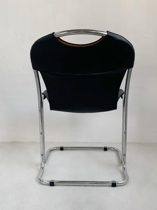 意大利1970s包豪斯皮面镀铬不锈钢座椅 商品图5