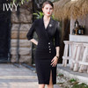 IWY/西装连衣裙女开叉设计2023夏季新款黑色高级感修身气质名媛工装裙Q640 商品缩略图3