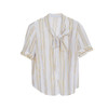 谜底2023夏新款通勤OL风条纹衬衫修身系带V领衬衣短袖女232MC0571 商品缩略图4